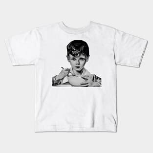 Boy eating out of a bowl and staring at you! Kids T-Shirt